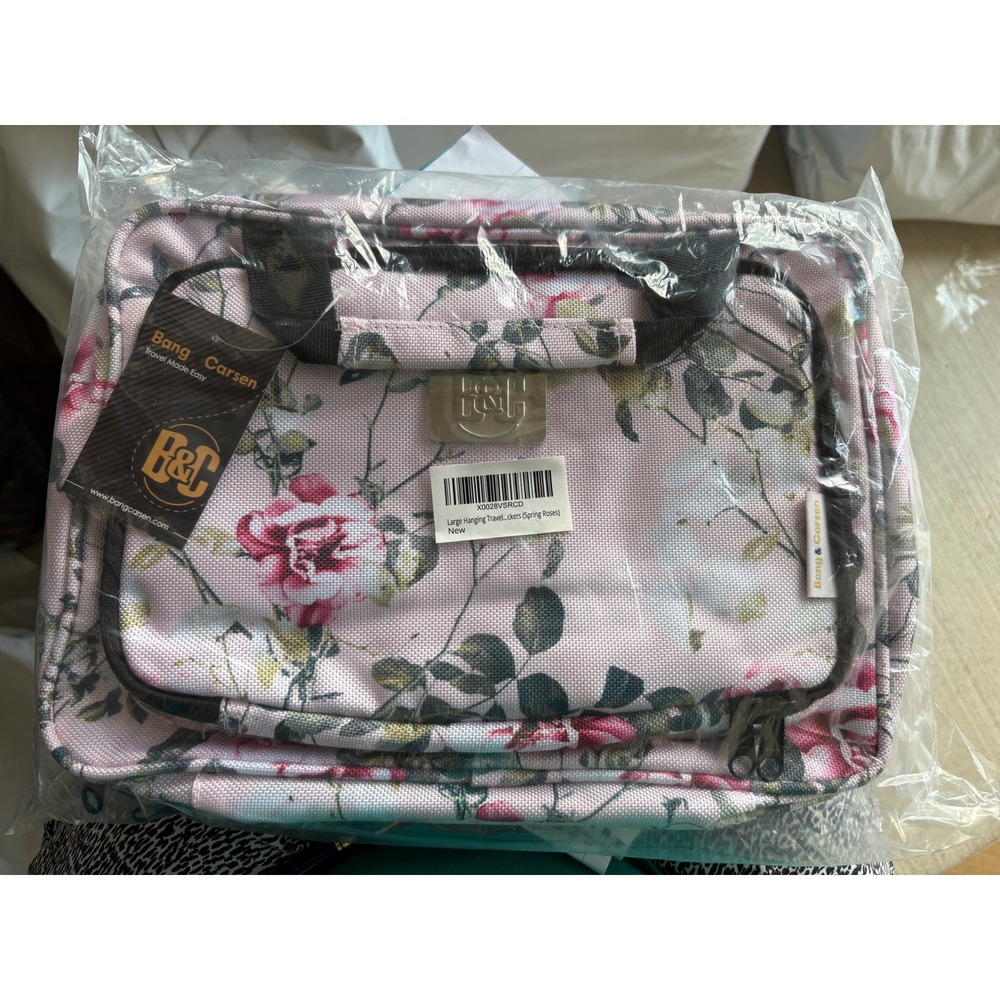 Bang & Carsen Large Hanging Travel Toiletry Bag Spring Roses Organizer NEW